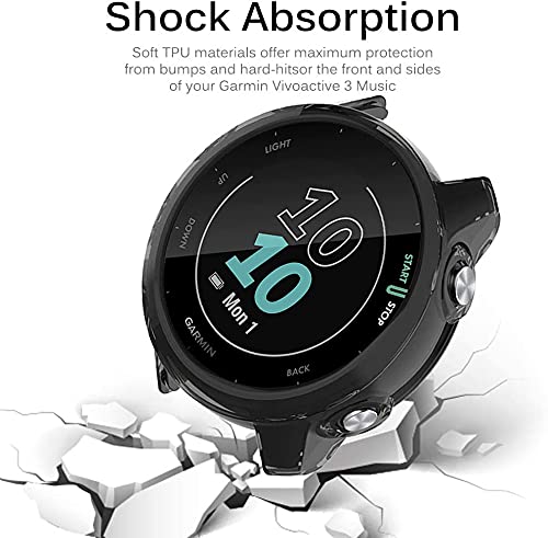 [Australia - AusPower] - Compatible for Garmin Forerunner 55 Screen Protector with Case, Lamshaw (2+1Pack) Tempered Glass Film Full Coverage + Soft TPU Protective Case Compatible for Garmin Forerunner 55 Smartwatch (1*black case+2*glass film) 1*black case+2*glass film 