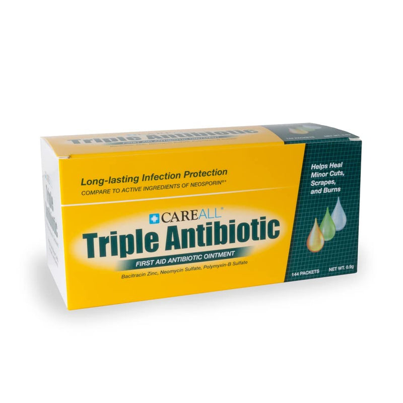 [Australia - AusPower] - (144 Pack) CareALL® Triple Antibiotic Ointment 0.9gr Foil Packet, First Aid Ointment for Minor Scratches and Wounds and Prevents Infection, Compare to The Active Ingredients of Leading Brand. 