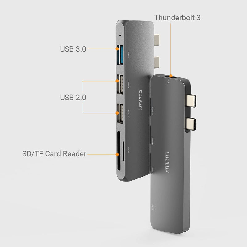 [Australia - AusPower] - Cubilux 6-in-1 USB C HUB Compatible with MacBook Pro(M1), Type C to 1x USB 3.0, 2X USB 2.0, SD/TF Card Slot, 1x 100W USB C PD Charging Port Docking Station Compatible with 2021~2016 MacBook Pro 