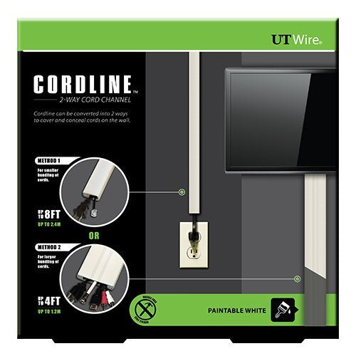 [Australia - AusPower] - UT Wire Cordline 2-Way Cord Channel in Paintable White, 8-ft Continuous Roll 8 FT 