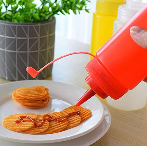 [Australia - AusPower] - 3PCS 12oz/360ML Empty Refillable Squeeze Sauce Condiment Bottles Food Grade Mustard Storage Container Jar Pot with Twist on Cap Lids for Ketchup Mayo Vinegar Cream Honey Salad Dressing(Color Random) 