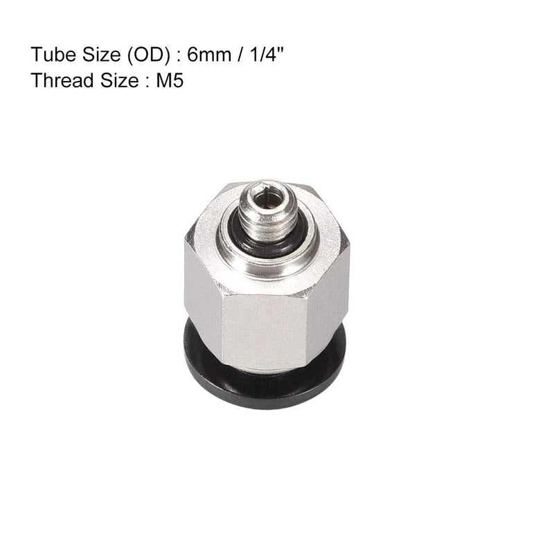 [Australia - AusPower] - uxcell Straight Pneumatic Push to Quick Connect Fittings M5 Male X 6mm Tube OD Silver Tone 6pcs 