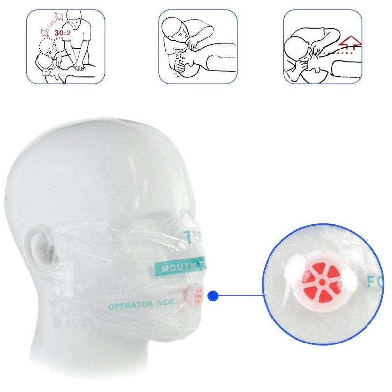 [Australia - AusPower] - Aoutacc CPR Face Shield Mask, Keychain Mask Disposable Emergency Kit CPR Face Shields Pocket Mask for First Aid Cardiac Resuscitation Training 50 