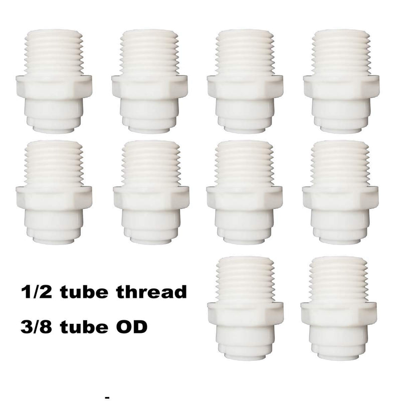 [Australia - AusPower] - MALIDA Straight 1/2" Male Thread to 3/8" OD Tube push to Connect Fittings for Water Purifiers RO Reverse Osmosis Systems,10pcs. 