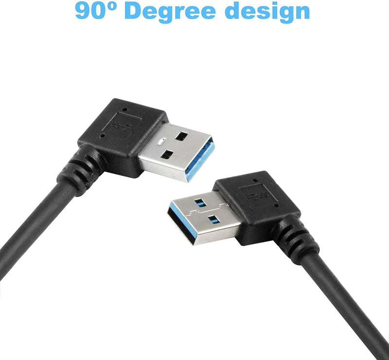 [Australia - AusPower] - USB 3.0 Extension Cable - A Left & Right Angle - Male to Female - Pack of 2 Black Lift Rihgt 