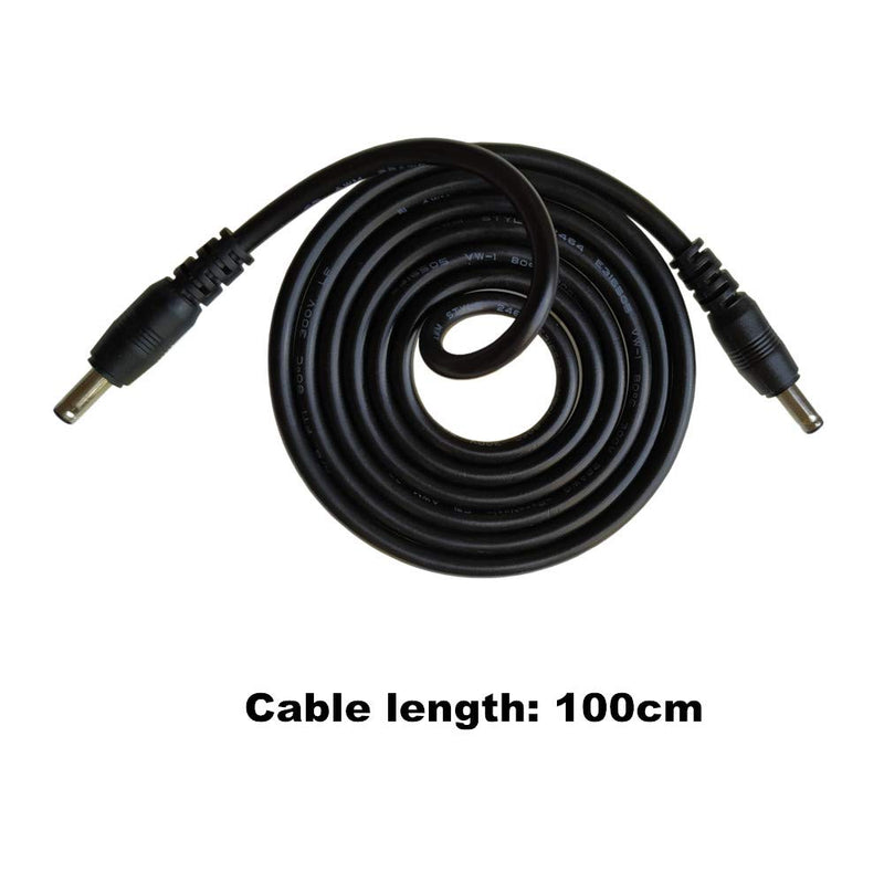 [Australia - AusPower] - DZYDZR 2pcs 1 Meter 1.35mm x 3.5mm DC Extension Cable Black 22 AWG Copper Wire Male to Male Plug Max 24V 3A (3.3ft) 