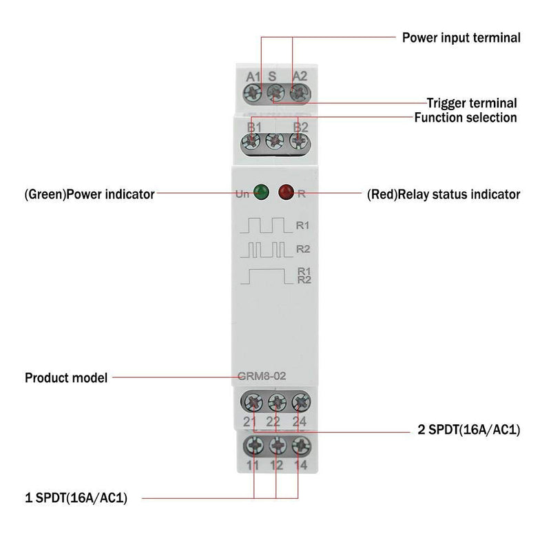 [Australia - AusPower] - Electronic Impulse Relay, GRM8-02 Electronic Impulse Relay Latching Relay Memory Relay AC 230V Achieve Multi Point Control by Impulse Commands 