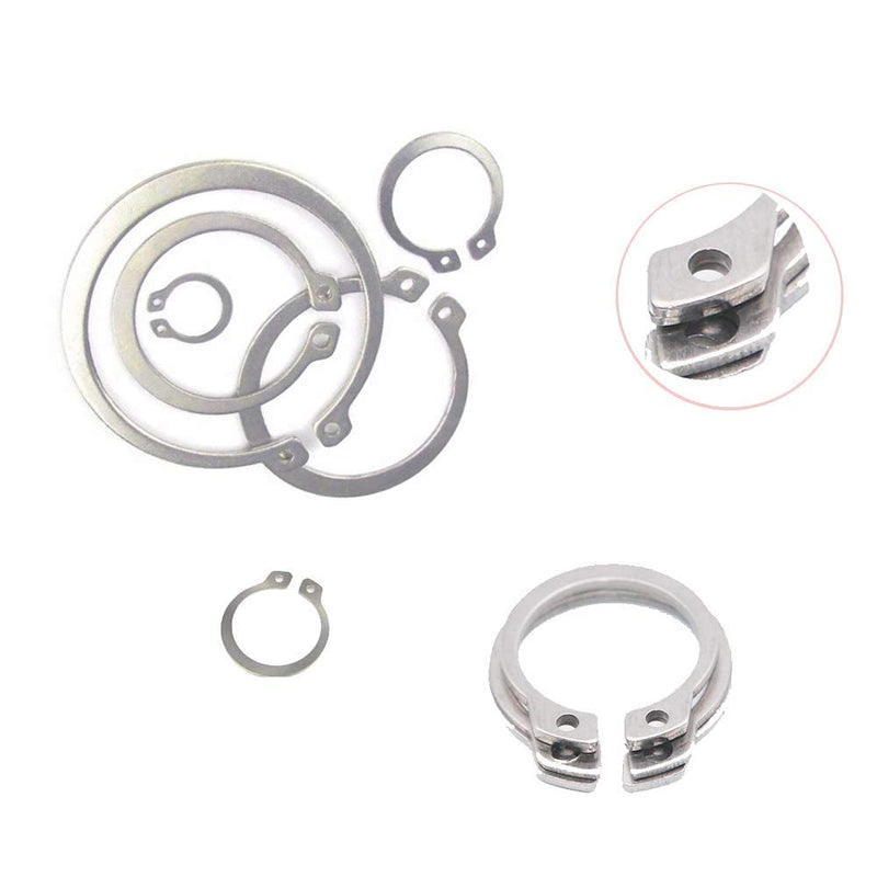 [Australia - AusPower] - 255PCS Metric 304 Stainless Steel C-Clips External Retaining Ring Assortment Kit,15 Size External Retaining Ring-255Pcs 