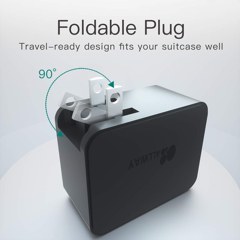 [Australia - AusPower] - ALLWAY USB Wall Charger, 30W Type C PD 3.0 Power Delivery Adapter with Foldable Plug, Dual Port Ultra Compact USB C Travel Charger Compatible with iPhone 12/11/Pro/Max/SE,MacBook Pro/Air,Ipad Pro 