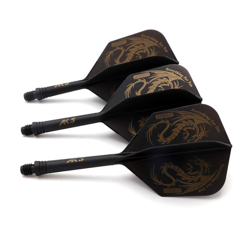 [Australia - AusPower] - CUESOUL 3 Sets Integrated Dart Shaft and Flights,Dart Shaft Length 21mm/28mm/33mm Shaft Length 21mm+28mm+33mm-Big Wing Shape-Black Dragon 