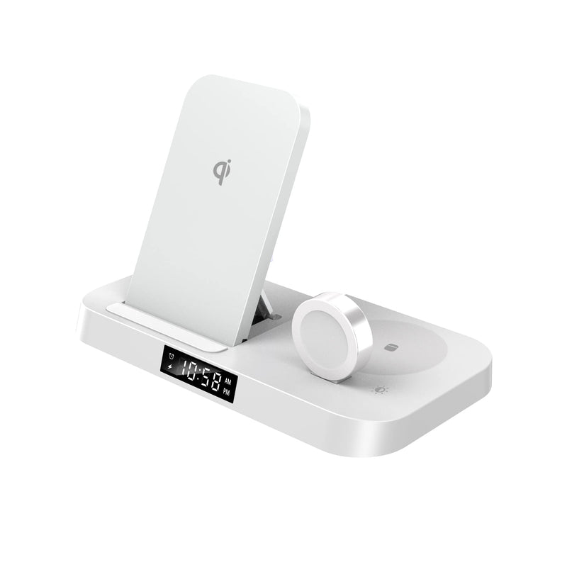 [Australia - AusPower] - Alarm clock Wireless Charging Station 3 in 1 Fast Charging Station,Wireless Charger Stand for iPhone 13/12/Mini/11 Pro Max/SE/X/XR/Xs Max 8/ Plus,for Samsung Galaxy Series Phone(White Include Adapter) White 