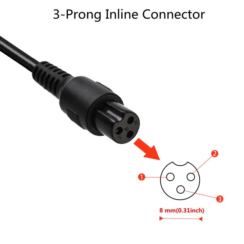 [Australia - AusPower] - 42V Charger PowerFast 3-Prong Inline Connector for 36V Pocket Mod, Sports Mod Lithium Battery, Battery Charger for Millet Electric Scooter 