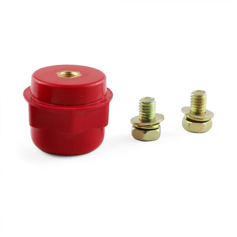 [Australia - AusPower] - E-outstanding 5 Pcs Busba Insulator with Combined Screw, Red Resin Polyester Standoff Insulators, SM25xM6 