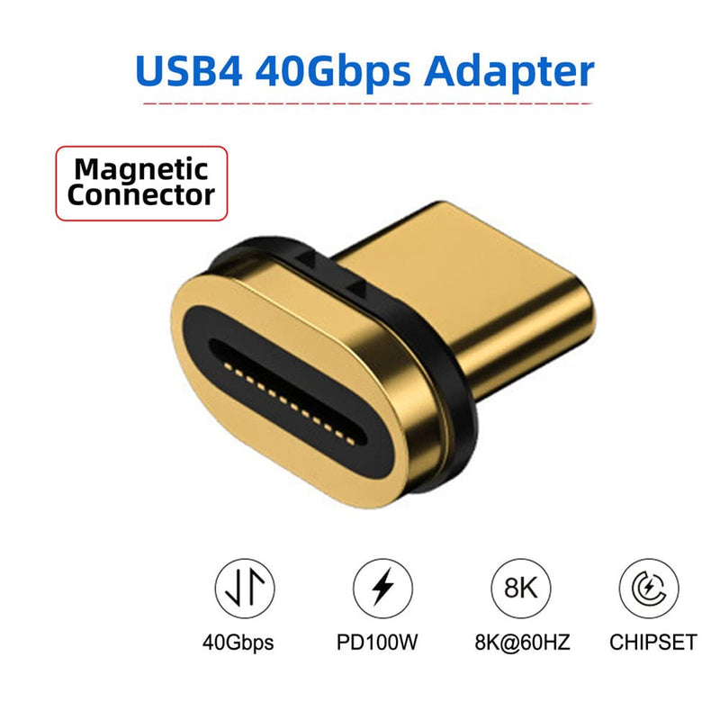 [Australia - AusPower] - Cablecc 40Gbps USB4 Type C Magnetic Connector Straight Connector 100W Power Data 8K Video Adapter for Laptop Phone Straight Male Connector 