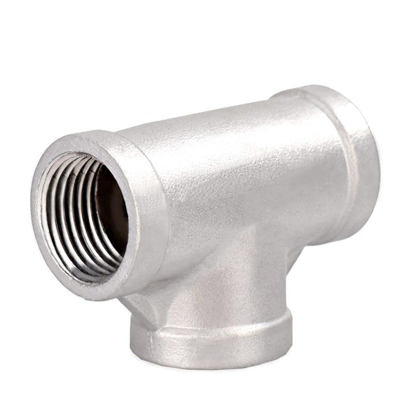 [Australia - AusPower] - Beduan 1/2" Tee Female NPT T Shaped 3 Way Cast Pipe Fitting - Stainless Steel 304 (Pack of 2) 1/2'' 