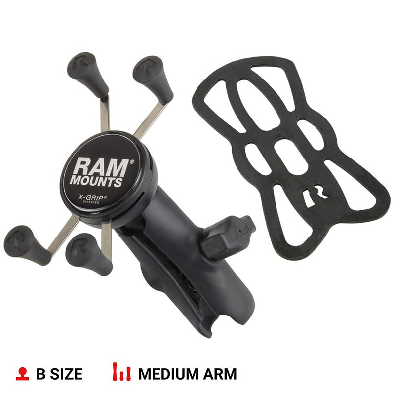 [Australia - AusPower] - RAM Mounts RAP-HOL-UN7B-201U X-Grip Phone Holder with Composite Double Socket Arm with Medium Arm Compatible with RAM B Size 1" Ball Components 
