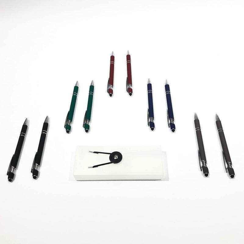 [Australia - AusPower] - Stylus Pens - Black Ink 2 in 1 Capacitive Stylus- Compatible with Most Touch Screen Devices-A Variety of Color Pen Holders, Including Gift Packaging (10-Pack) 