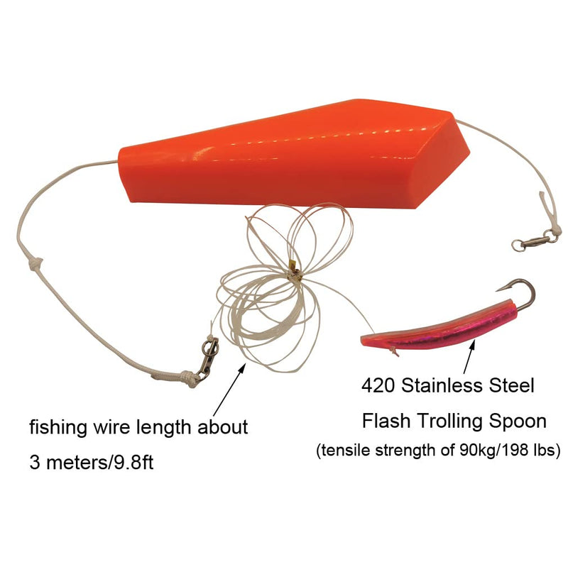 [Australia - AusPower] - GMXZX DFYUJU Splashing Float Trolling Planer Board Set Left & Right with Flash Scale Spoon Trolling Spoon Accessory Fishing Lure for Saltwater Fishing Trolling 
