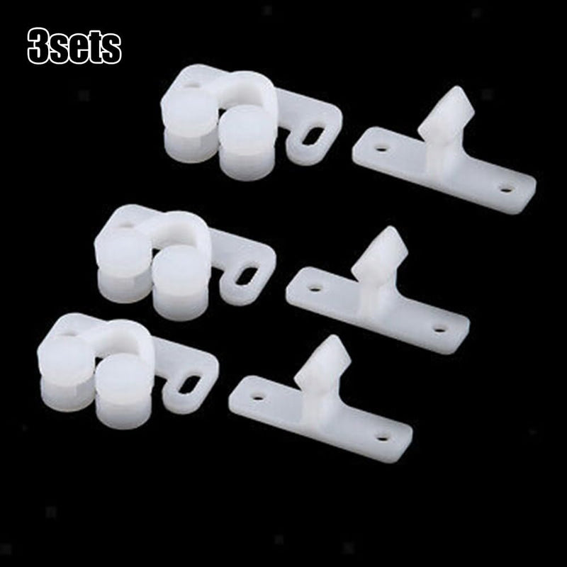[Australia - AusPower] - 3Pcs White Marine Boat Ball Catch Door Cupboard Spring Back Plates Roller Latch Plastic Catches Cabinet Hardware 