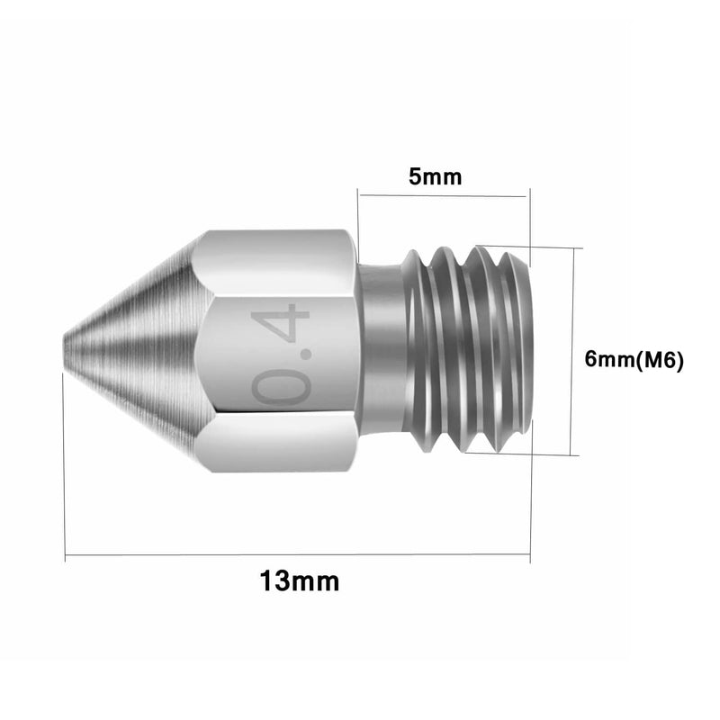 [Australia - AusPower] - 25 PCS Mk8 Nozzles 3D Printer Extruder Nozzles Hardened Steel, Stainless Steel, Brass High Temperature Pointed Wear Resistant Nozzle 0.4 mm, Compatible with CR-10, Ender 3/ Ender3 pro, Prusa i3 25 