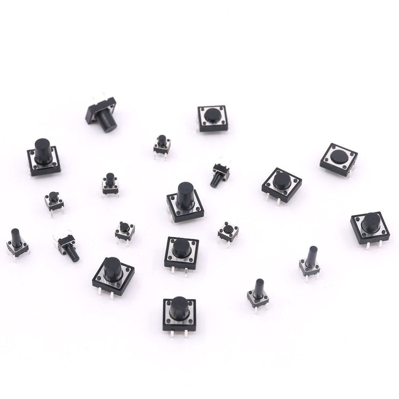 [Australia - AusPower] - Hilitchi 250-Pcs 6 x 6mm 12 x 12mm Tactile Push Button Switch Micro Momentary Tact Assortment Kit - 20 Value / 4 Pins 