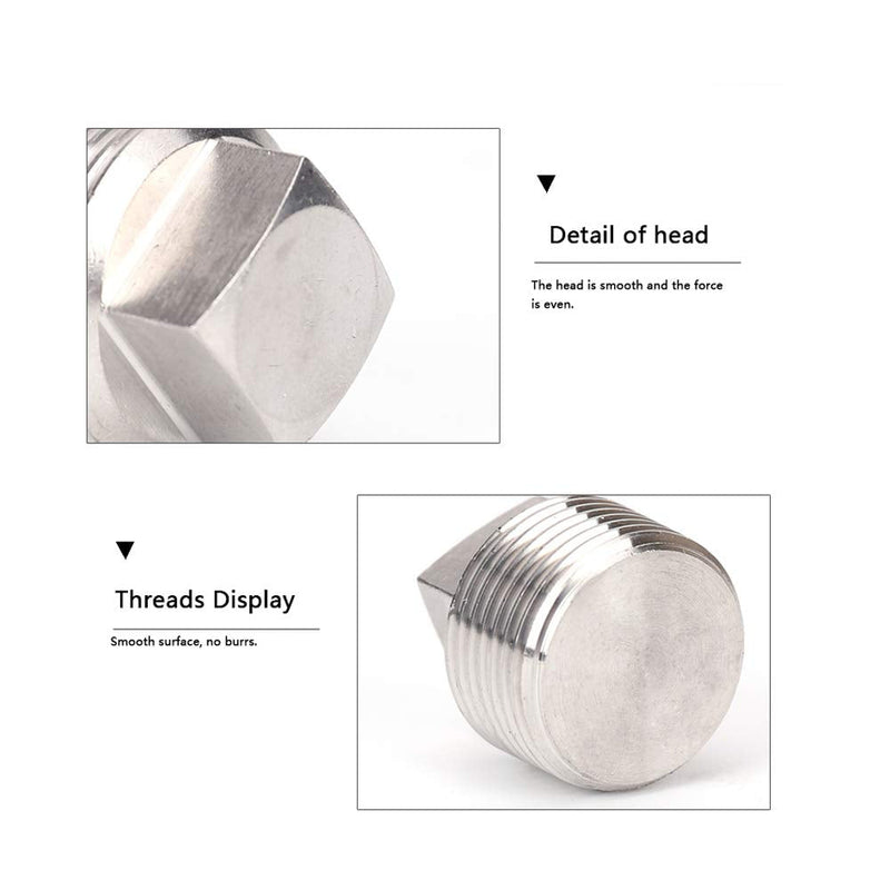 [Australia - AusPower] - Metalwork 304 Stainless Steel Pipe Fitting, Solid Square Head Plug, 3/8" NPT Male (Pack of 2) Pack of 2 
