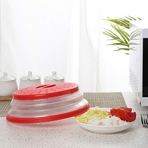 [Australia - AusPower] - Collapsible Microwave Food Cover BPA free TPR, 10.5inch, round with grip handle, Red… 1 