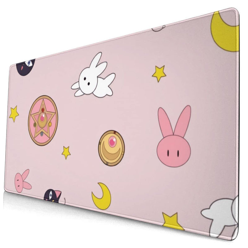[Australia - AusPower] - Pink Moon Rectangle Anime Non Slip Rubber Mousepad Mouse Pads/Mouse Mats Case Cover with Designs for Office Home Woman Man 30x15.7 Inch(75x40 cm) Moon Pink 30x15.7 