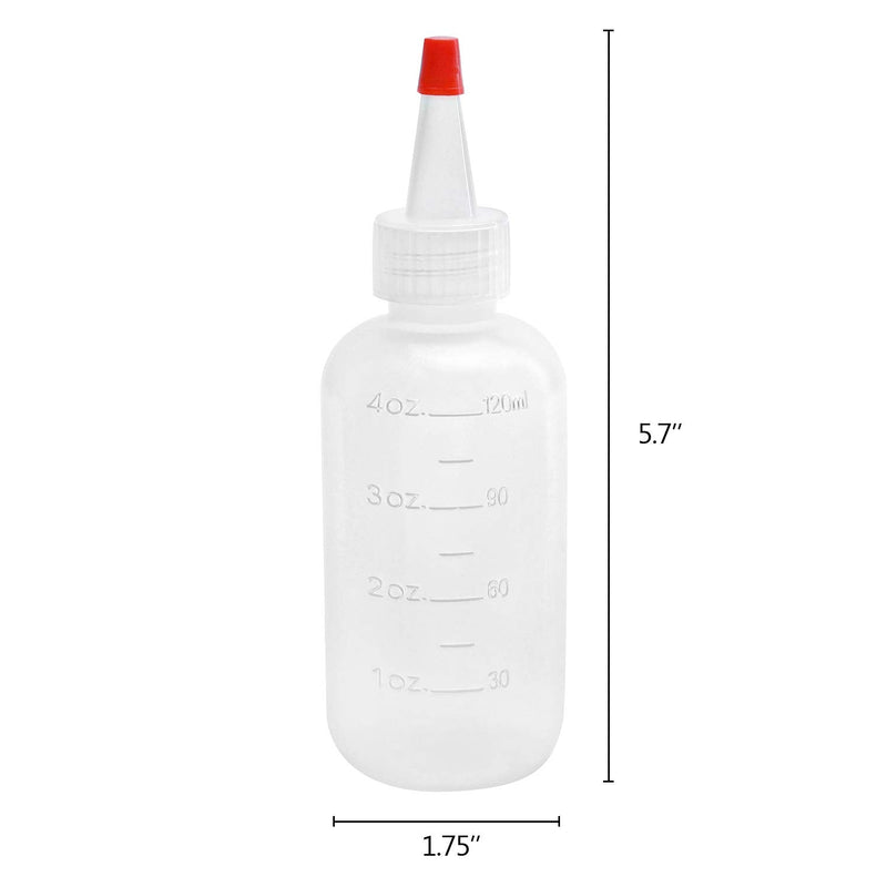 [Australia - AusPower] - Hedume 30 Pack 4-Ounce Plastic Squeeze Bottles with Red Tip Cap and Measurement - BPA-Free, Latex-Free, Food-Grade - Good for Crafts, Art, Glue, Sauces, Ketchup, BBQ 