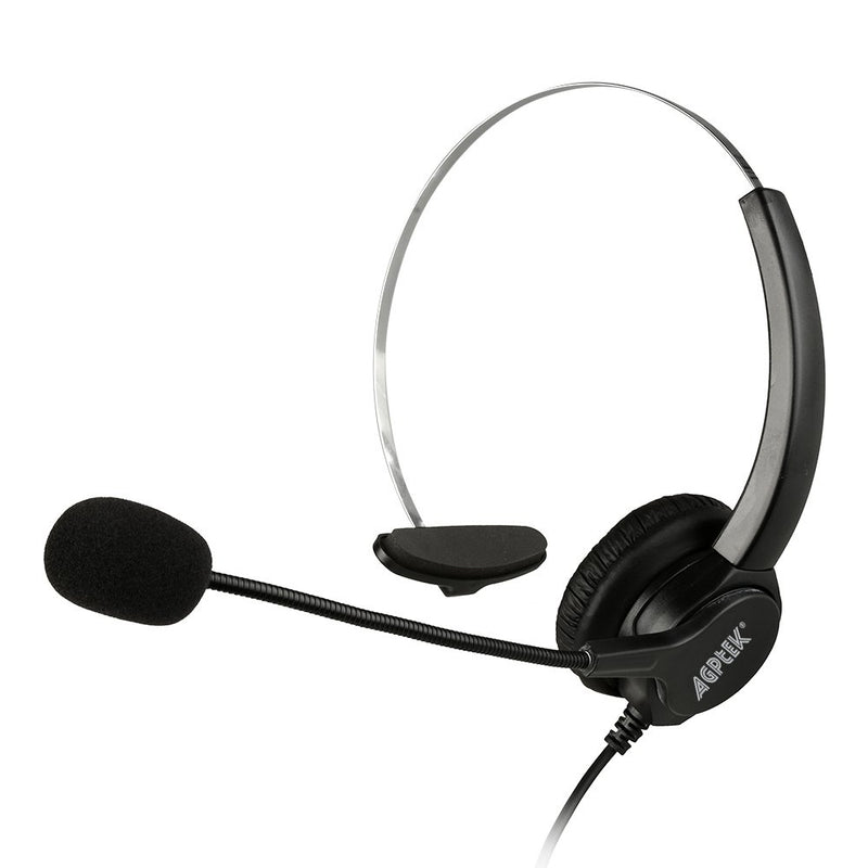 [Australia - AusPower] - AGPtEK® Hands-Free Call Center Noise Cancelling Corded Monaural Headset Headphone with Mic Mircrophone - Cord with USB Plug, Volume Control 