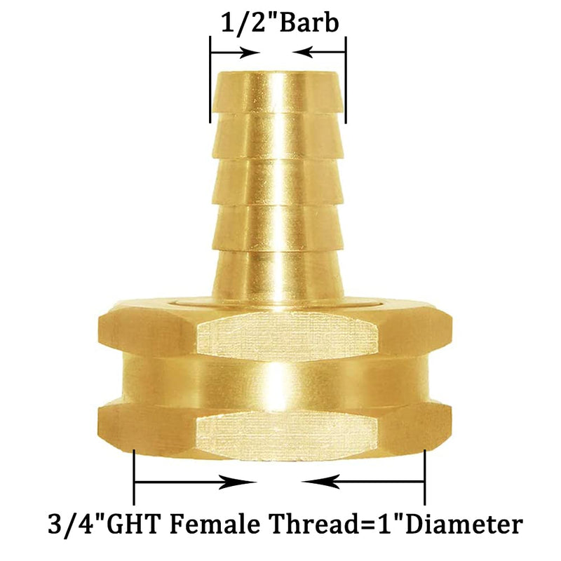 [Australia - AusPower] - Joywayus Brass 1/2" Barb x 3/4“GHT Thread Swivel Hex Garden Water Hose Pipe Connector Copper Fitting with Stainless Clamp (6PCS) 3/4"GHT Male&Female 1/2"Barb-6PCS 