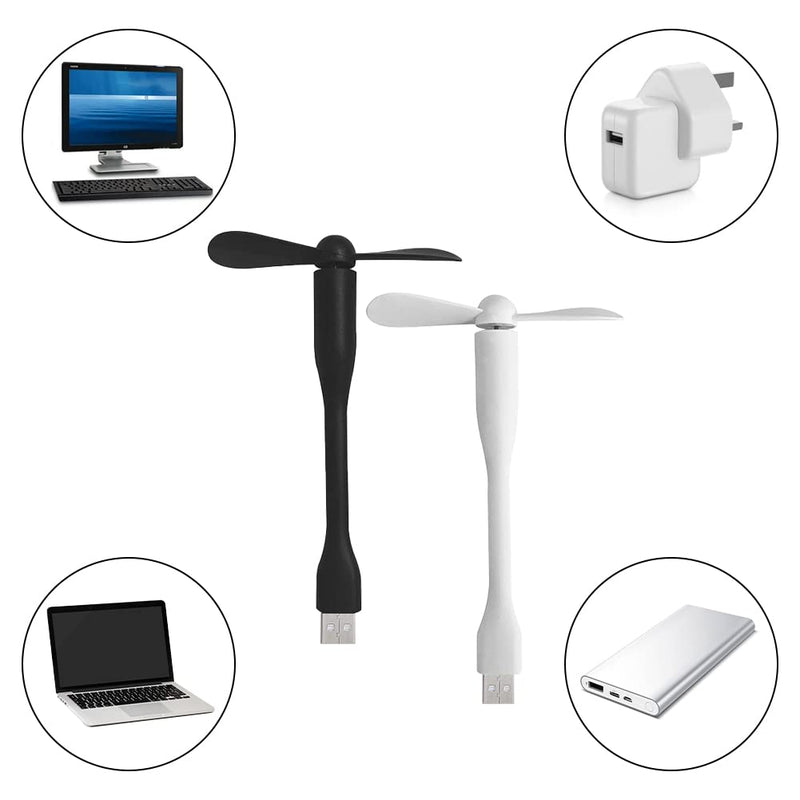 [Australia - AusPower] - Mini Handheld Fan, 2PCS USB Desk Fan, Small Personal Portable Table Fan, Quiet Mini USB Personal Fan for Home Desktop Office Table (Black and White) 