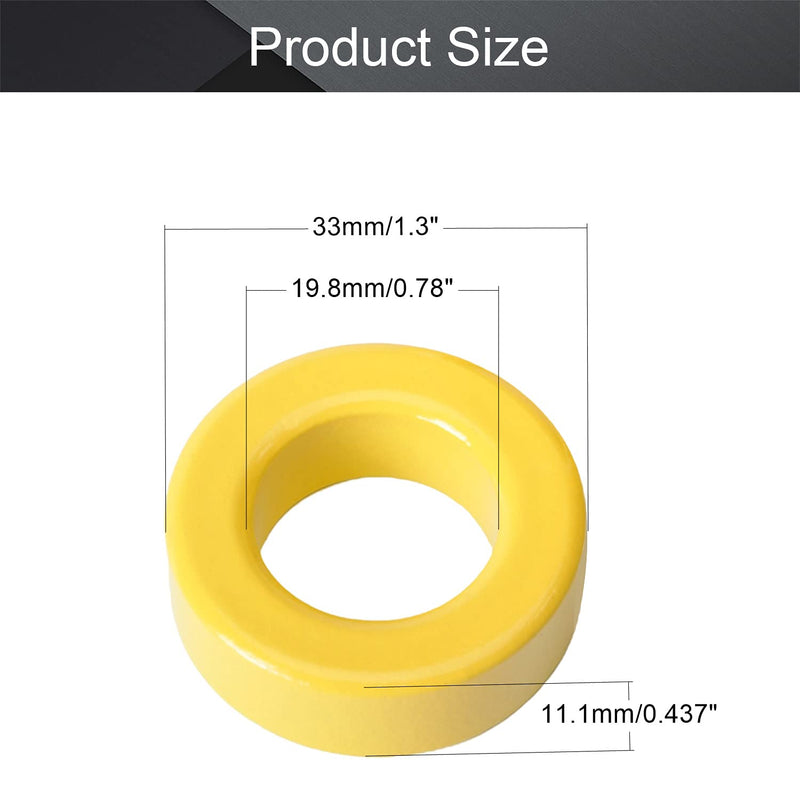 [Australia - AusPower] - Fielect 10 Pcs Toroid Core Ferrite Choke Iron Powder Inductor Ferrite Ring 19.8x33x11.1mm，Yellow and White 10Pcs 