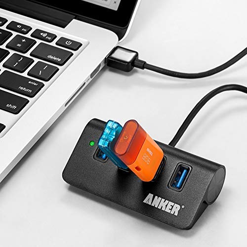 [Australia - AusPower] - Anker 4-Port USB 3.0 Unibody Aluminum Portable Data Hub with 2ft USB 3.0 Cable for Macbook, Mac Pro / mini, iMac, XPS, Surface Pro, Notebook PC, USB Flash Drives, Mobile HDD and More Black 