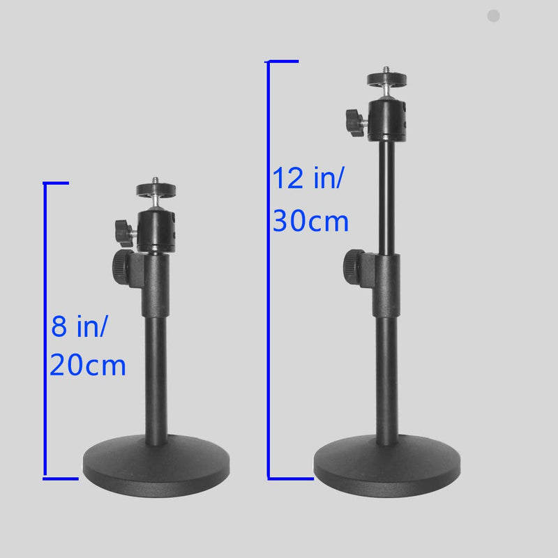 [Australia - AusPower] - Desktop Mini Projector Stand, Angle Adjustable Mini Projector Stand 1/4in Mounting Screw, Length 8-12in，Load 6.6 lbs/3kg 360° Rotatable Projector CCTV DVR B-Black 