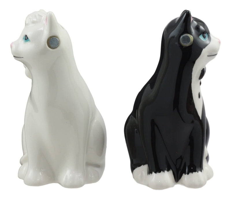 [Australia - AusPower] - Ebros Wedding Cats Feline Black And White Cats In Tuxedo And Bridal Gown Salt And Pepper Shakers Ceramic Magnetic Figurine Set 3.75"H 