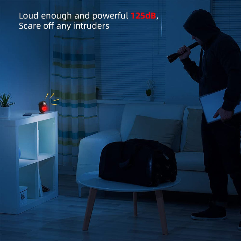 [Australia - AusPower] - CPVAN Motion Sensor Alarm with Remote Control, Indoor Wireless Infrared Security Motion Detector with Siren(125dB, 328ft, 3*AA Batteries ) Model: CP2 Black 