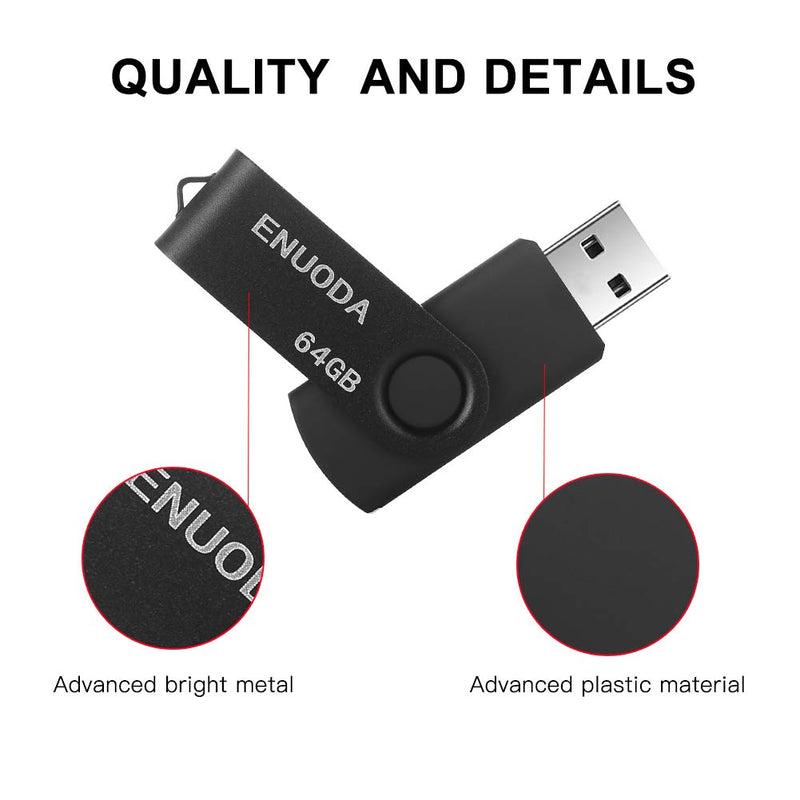 [Australia - AusPower] - 64GB USB Flash Drive 4 Pack ENUODA 64GB Thumb Drives USB 2.0 Memory Stick Jump Drive Pen Drive for Storage and Backup (Black Purple Blue Red) 64GB 2.0 64GB 2.0 - 4 PACK 