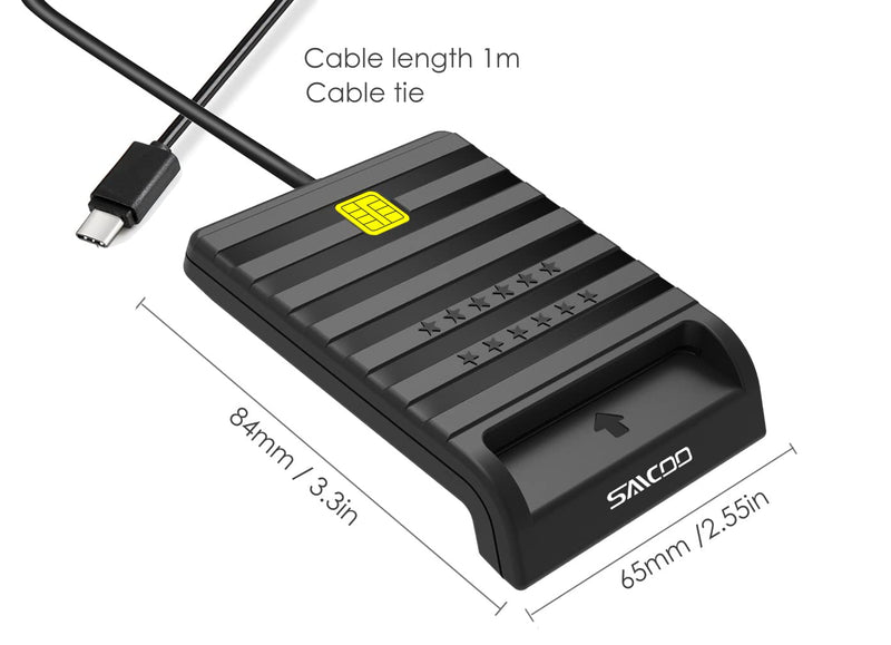 [Australia - AusPower] - Type-C Saicoo CAC Reader, Smart Card Reader Military, DOD Military USB Common Access CAC Smart Card Reader - Compatible with Mac OS, Win,Linux V7 (USB-C) type C 