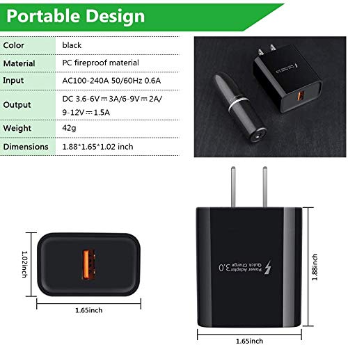 [Australia - AusPower] - Type C Fast Charger for Moto G Pure/G Stylus/G Power 2021/G Play 2021/One 5G Ace/G60S/G200/G100/G30/G Fast/G9/G8/G7 Play Power/Z4,18W Quick Charge 3.0 Rapid Wall Charger Adapter+2PC 6ft USB C Cable 