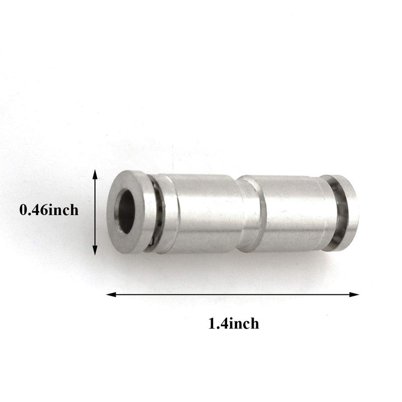 [Australia - AusPower] - heyous 4pcs Pneumatic 1/4 Inch OD 6mm Outer Diameter Nickel-Plated Brass Straight Union Connect Air Fittings Pneumatic Fittings Tube connectors PU-1/4 