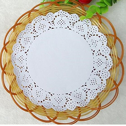 [Australia - AusPower] - U.WILL 180 Pieces 6.5inch White Lace Round Paper Doilies Cake Packaging Pads Wedding Tableware Decoration 