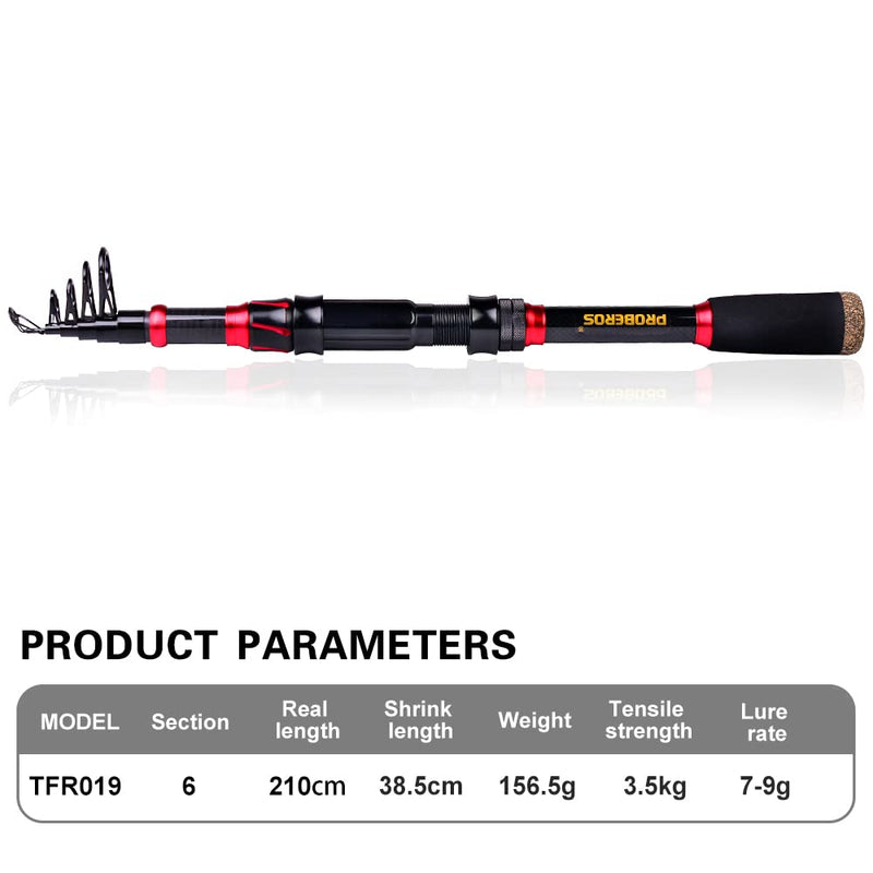 [Australia - AusPower] - Fishing Rod and Reel Combo, 6.9ft Carbon Fiber Telescopic Fishing Pole with Spinning/Baitcasting Reel Combos, Sea Saltwater Freshwater Ice Bass Fishing Tackle Set Fishing Rods Kit 