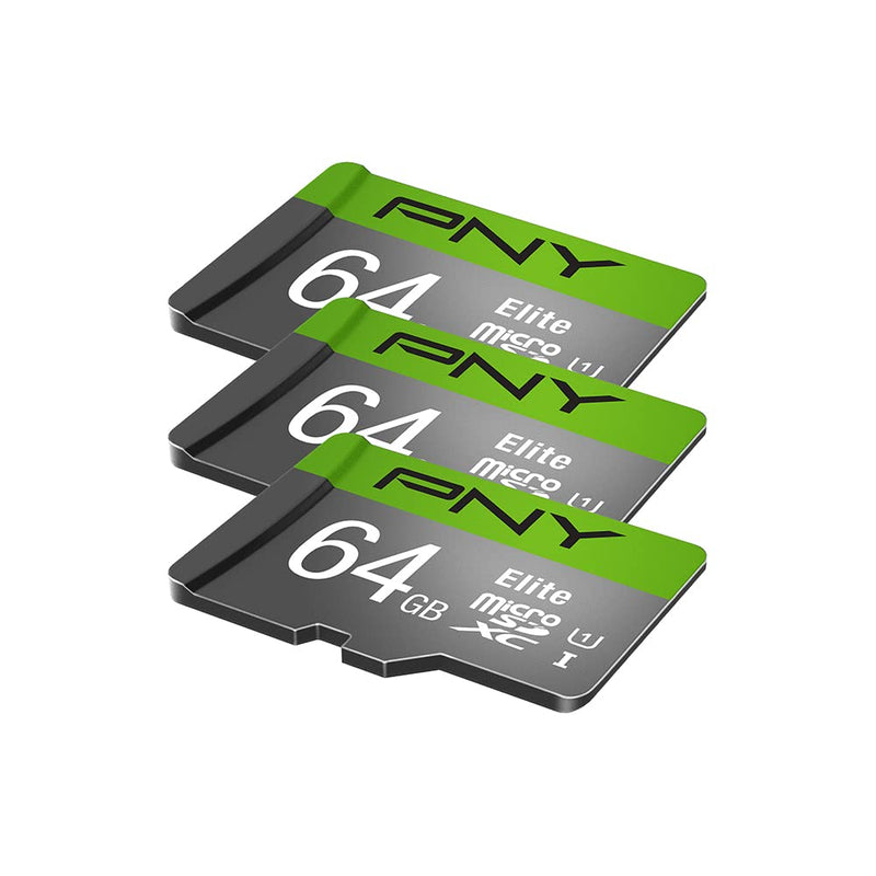 [Australia - AusPower] - PNY 64GB Elite Class 10 U1 microSDHC Flash Memory Card 3-Pack - 100MB/s, Class 10, U1, Full HD, UHS-I, Micro SD FLASH CARD - 3 PACK 