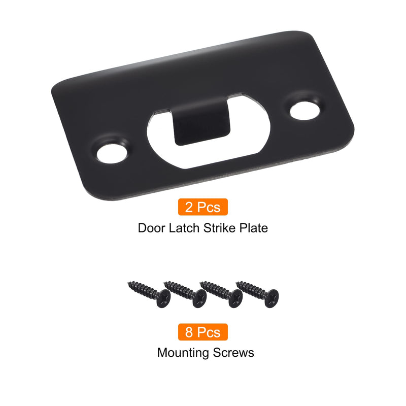 [Australia - AusPower] - uxcell Door Strike Plate, 2Pcs 57mm x 45mm 201 Stainless Steel Latch Deadbolt Strike Plate for Door Frame Door Jamb, Black 