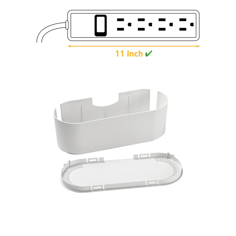 [Australia - AusPower] - D-Line Cable Management Box, Cord Organizer Box to Hide & Conceal Power Strips, Desk Cable Management Solution, Made from Electrically Safe ABS Material - 12.75" (L) x 5" (W) 4.5" (H) - White Small 