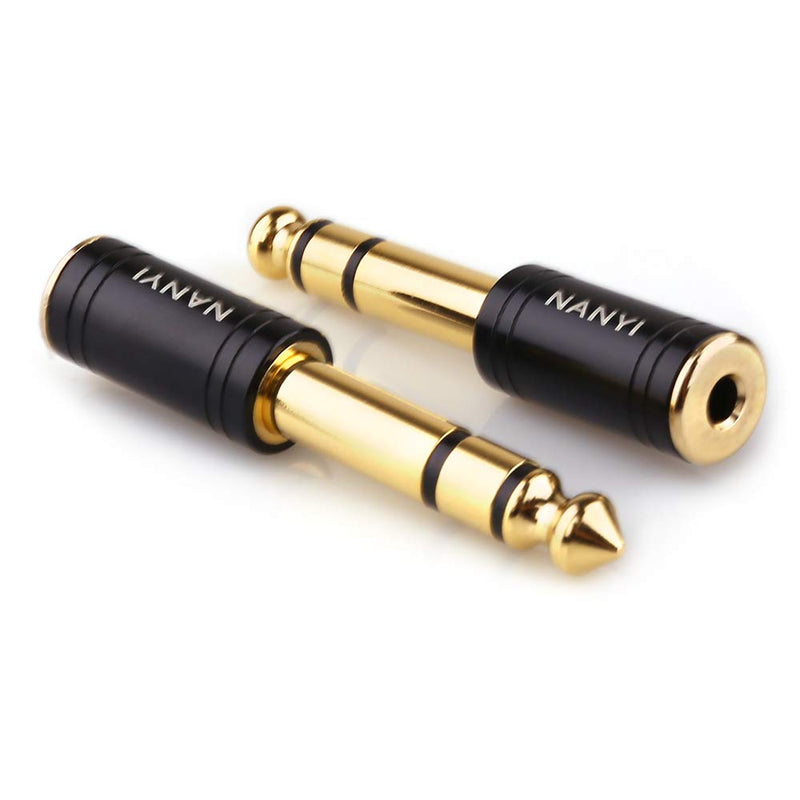[Australia - AusPower] - NANYI 1/4'' Male to 1/8'' Female Stereo Adapter Cables Connector, Upgrade 6.35mm Jack Stereo Plug Male to 3.5mm Jack Stereo Socket Femle for Headphone Adapter, Amp Adapte, Black 2-Pack 