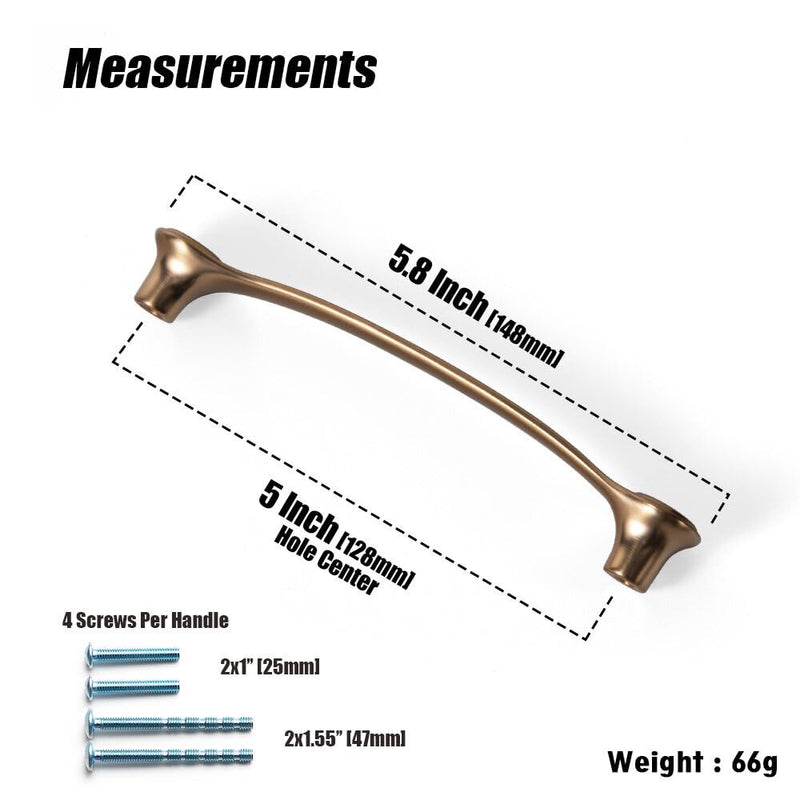 [Australia - AusPower] - Goo-Ki 5''(128mm) Hole Centers Champagne Bronze Cabinet Pulls,Casual Luxury Solid Zinc Cabinet Handles for Drawer,Cupboard, Wardrobe,6 Pack 5'' Hole Centers 