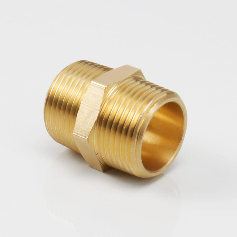 [Australia - AusPower] - BathAce Solid Brass Hex Nipples , Thread-Good Airtightness, Heavy Brass Pipe Adapter Fittings, Equal Connectors (1 NPT x 1 NPT Male, 1) 1 NPT x 1 NPT Male 