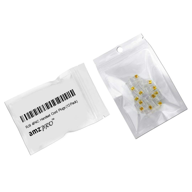 [Australia - AusPower] - RJ9 4P4C 50 Micron Thick Gold Plating Telephone Handset Cord Plugs (12 Pack) RJ9 
